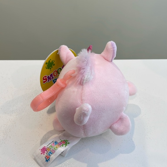 NWT Smoochy Pals Pink Unicorn 🦄 Plush Backpack / Bag Clip by Linzy Toys - Picture 3 of 4